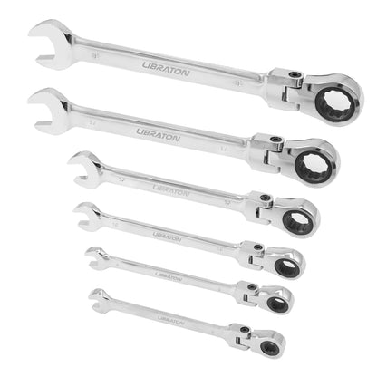 LIBRATON1pc Ratchet Wrench 6mm-19mm, Ratcheting Flexible Head Wrench Set, Reversible Spanner Hand Tool, 72-Tooth Allen Wrench