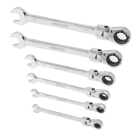 LIBRATON1pc Ratchet Wrench 6mm-19mm, Ratcheting Flexible Head Wrench Set, Reversible Spanner Hand Tool, 72-Tooth Allen Wrench