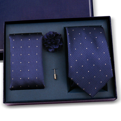 Elegant Ties For Men Classic Paisly Neck Tie Pocket Square Brooch Set With Gift Box Mens Business Wedding Suit Accessories