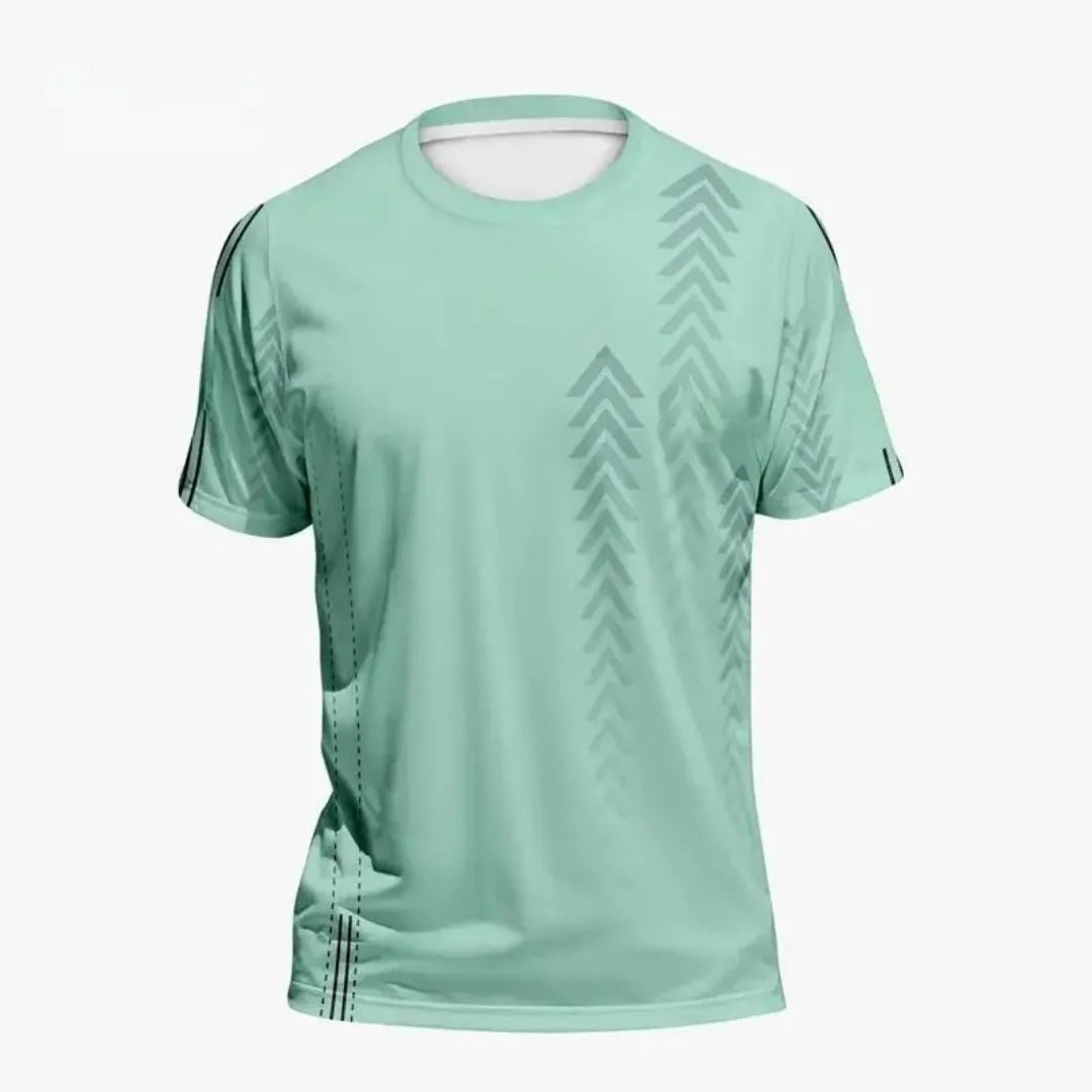 Hot selling men's summer badminton training gradient print comfortable and breathable round neck T-shirt outdoor sports top