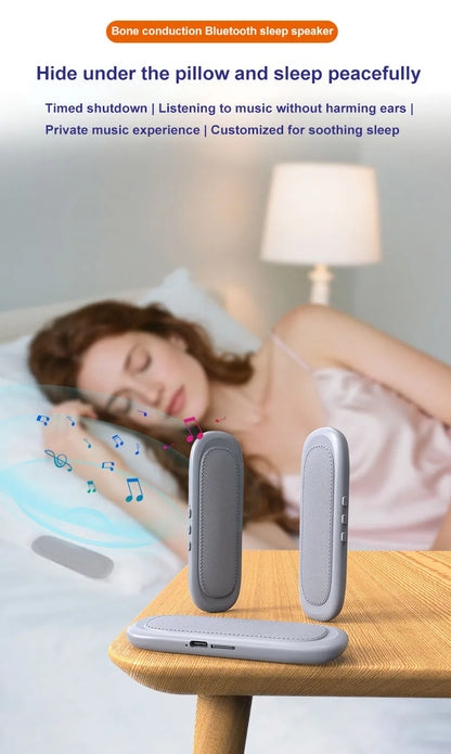 Mini Bone Conduction Bluetooth Speaker Sleep Aid Wireless Sound Bar Under Pillow Stereo TF Card MP3 Music Player Timed Shutdown
