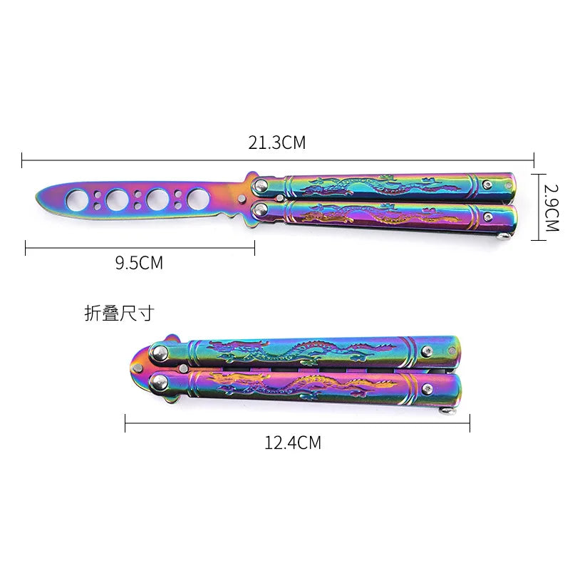 Portable Practice Butterfly Knife CSGO Balisong Trainer Stainless Steel Pocket Foldable Knife Training Tool for Outdoor Games