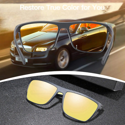 ZENOTTIC Retro Polarized Sunglasses for Men Lightweight TR90 Frame UV400 Protection Square Sun Glasses Night Vision Goggles