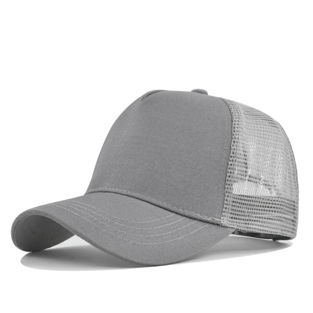 Customized Printed Logo Five Piece Baseball Caps Solid Color Mesh Breathable Sun Shading And Sun Protection Duck Tongue Hats