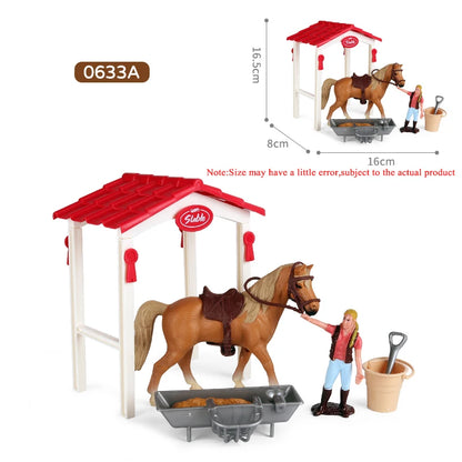 Oenux Farm Horse Race Model Action Figures DIY Equestrianism Horseman Animals Figurine Cute Education Collection Kids Toy Gift