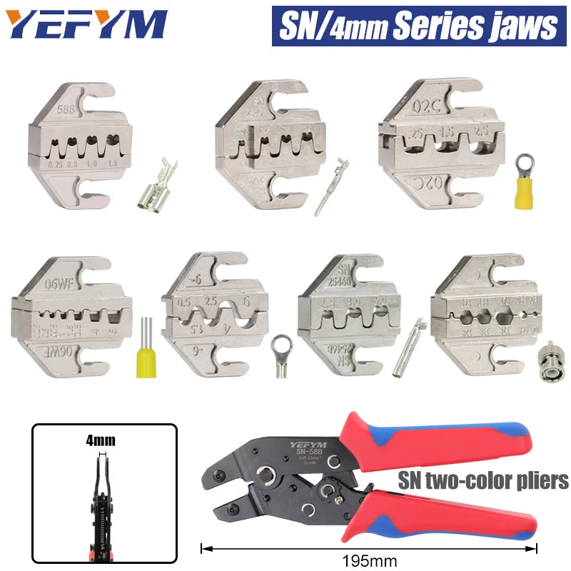 1 pcs Jaw (Width 4mm/SN Pliers) Powder Alloy For TAB 2.8 4.8 6.3 XH2.54 Plug Insulation Tube Terminal Tools Crimping Pliers