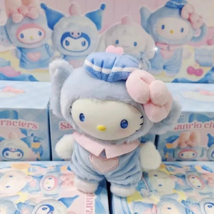 Sanrio Family Fox Island & Blue Flutter Series Vinyl Plush Blind Box Cute Cartoon Hello Kitty Kuromi Pendants Girl Bag Toy Gifts
