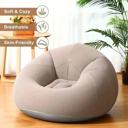 Inflatable Outdoor Lounge Chair Durable Polypropylene Air Pump Foldable Quick-Inflate Comfortable Seat for Patios Beaches Travel