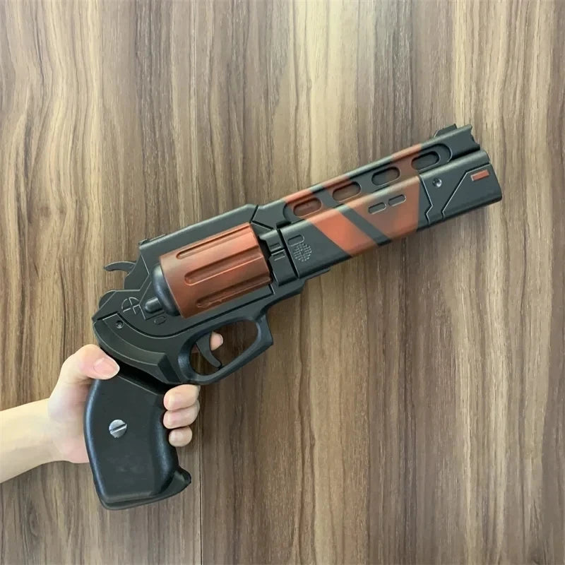 OW Gun Cosplay Cole Cassidy Revolver Prop Peacekeeper Weapons Model Safety PU Rubber Model Halloween No Shooting
