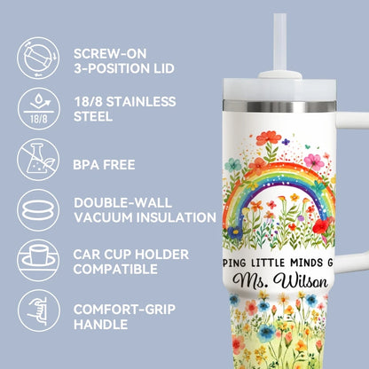 Luxury Garden Art Vacuum Flasks 40oz Stainless Steel Insulated Tumbler with Handle & Straw Leakproof Travel Mug