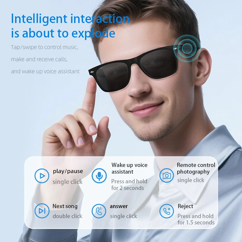 VIVO AI Intelligent Glasses Fashion Waterproof Multifunctional Bluetooth Call Playing Music Smart Sunglasses For Men & Woman