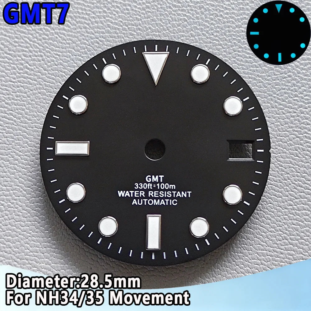 28.5mm NH35 Watch Dial Luminous Dials Single Calendar Dial Suitable For NH35 Movement Can Support DIY Dial Customization Logo