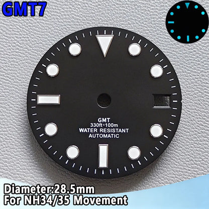 28.5mm NH35 Watch Dial Luminous Dials Single Calendar Dial Suitable For NH35 Movement Can Support DIY Dial Customization Logo