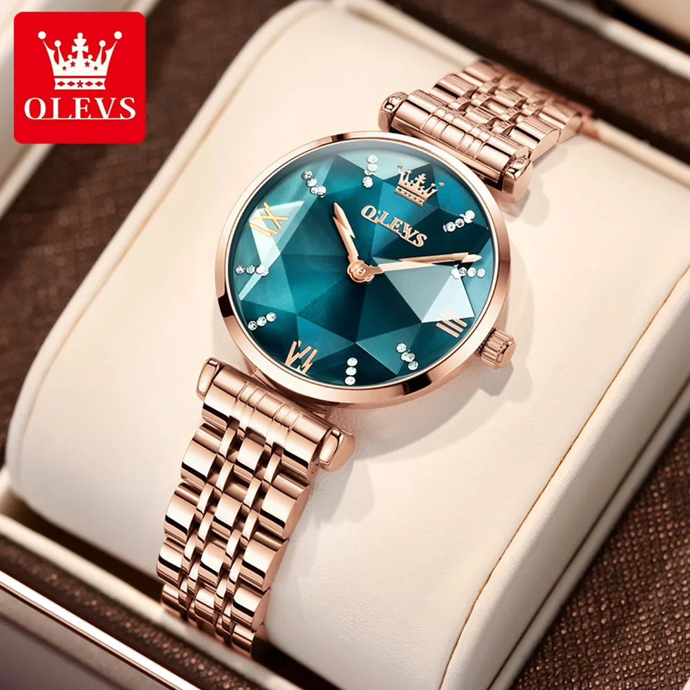 OLEVS 6642 Women Watch Fashion Original Elegant Stainless Steel Rose Gold Diamond Waterproof Watch Brand Luxury Women Watch
