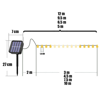 Solar String Lights Outdoor 200 LED Crystal Globe Lights Waterproof Solar Festoon Fairy Light for Garden Christmas Party Decor
