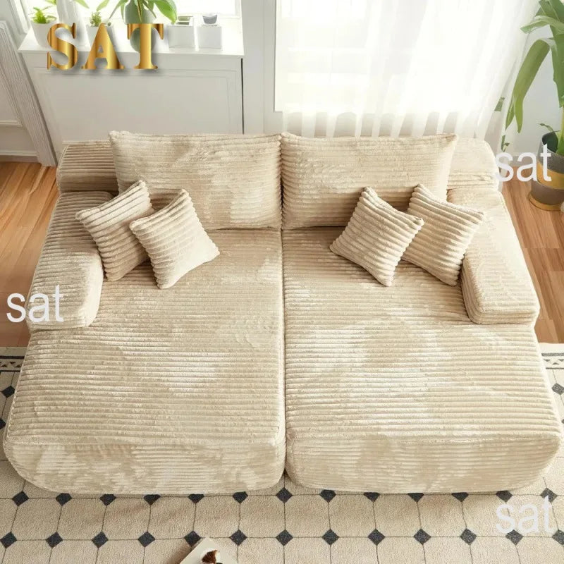 #Oversized Chaise Lounge Sectional Set Upholstered Cloud Lounge Couch Magic Boneless Sofa Bed With Ottoman Apartment Hotel