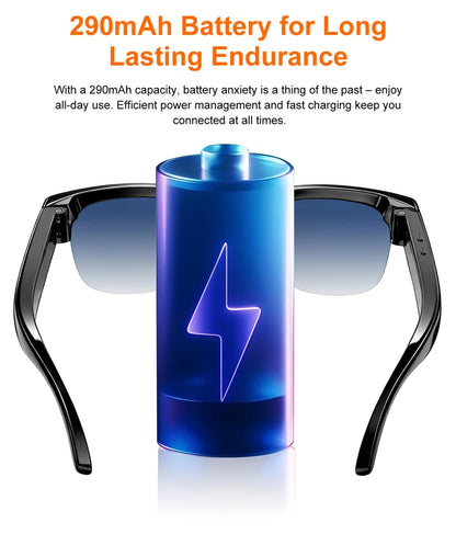 Semi-frame 1200W Pixel Camera Glasses with AI Voice Translation Smart Bluetooth Features Includes 3 Lense Travel Office