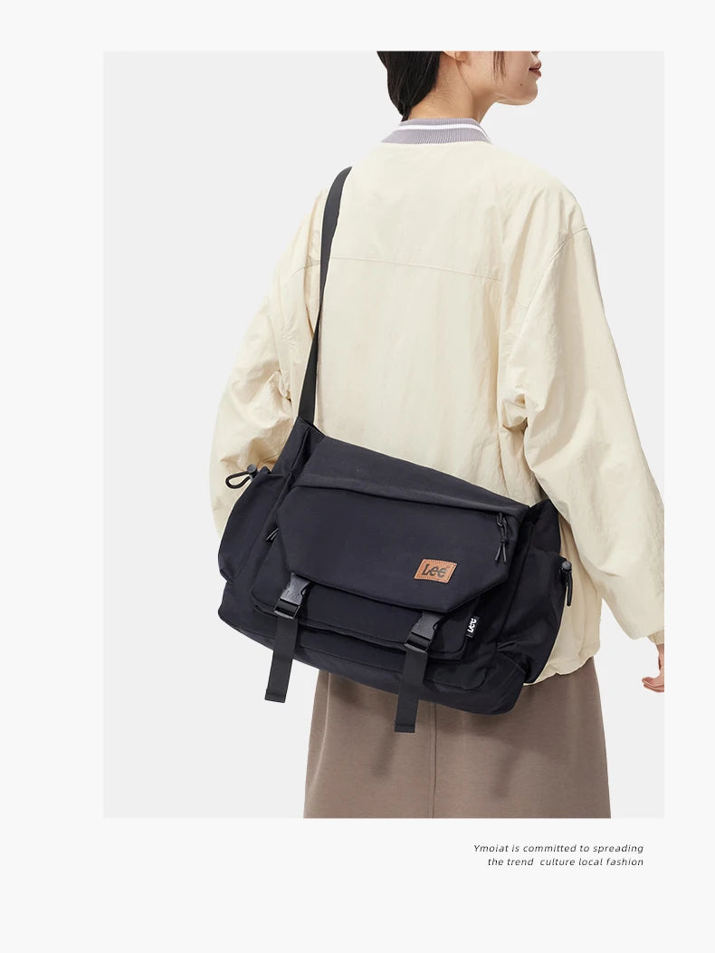 LEE Fashion Waterproof Large Crossbody Shoulder Bag Women Male Flip Laptop Messenger Bag Teenagers College Satchel School Bag