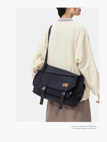 LEE Fashion Waterproof Large Crossbody Shoulder Bag Women Male Flip Laptop Messenger Bag Teenagers College Satchel School Bag