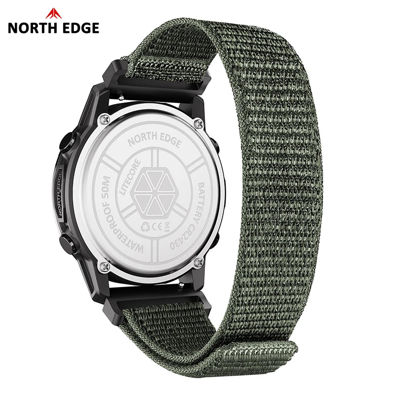 NORTH EDGE 2026 LITECORE Men's Digital Watch Sports Super Light Outdoor Compass Pedometer Waterproof 50M Electronics Wristwatch