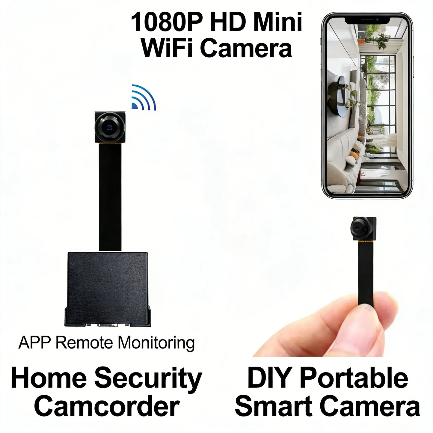 Upgraded Version 4K HD Mini WiFi Camera Supports Remote Viewing Motion Detection Home Nanny Style DIY Camera Supports SD Card