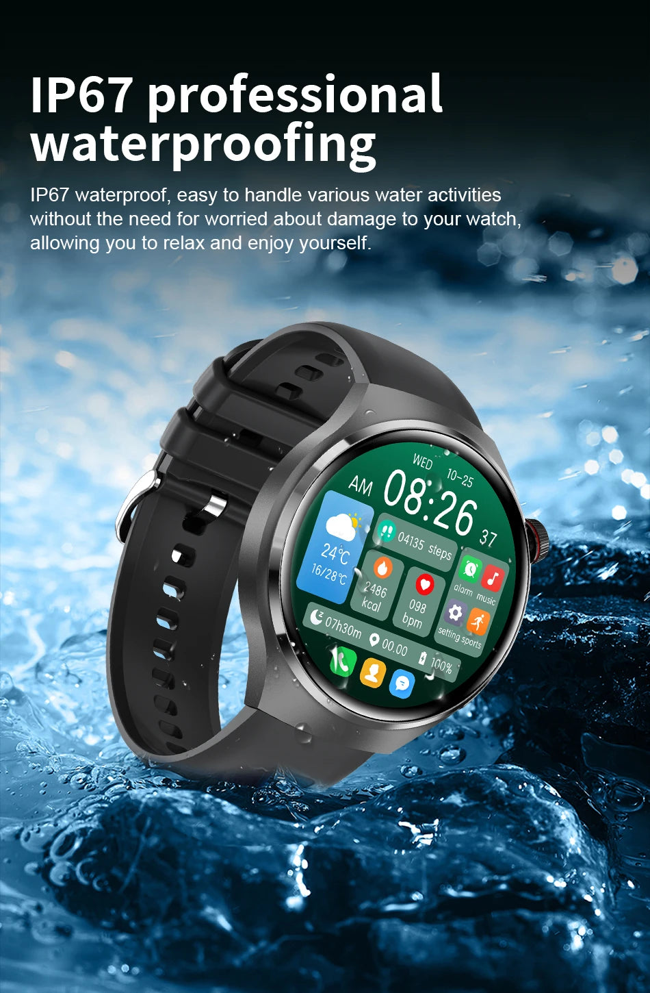 LIGE Men's Smart Watch Outdoor Sports Watches Heart Rate Blood Oxygen Monitoring Motion Trajectory Bluetooth Call Smartwatch