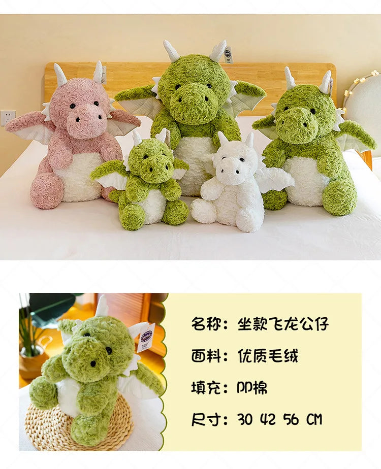 22-60CM Cute Pterodactyl Flying Dragon Doll Dinosaur with Wings Plush Toy Bed Pillow Sleeping Companion Soothing Gift for Kid