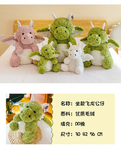 22-60CM Cute Pterodactyl Flying Dragon Doll Dinosaur with Wings Plush Toy Bed Pillow Sleeping Companion Soothing Gift for Kid