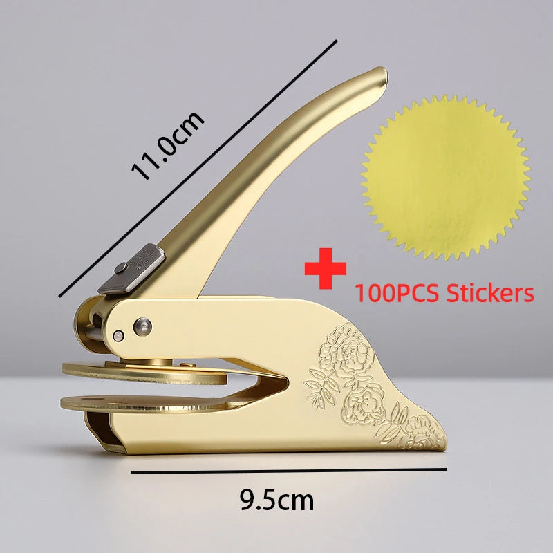 Embosser Stamp LOGO Customized Wedding Library Book Private Handheld Steel Seal Envelope Party Invitation Embossing Stamps DIY