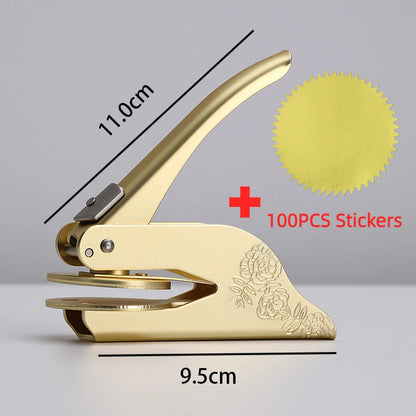 Embosser Stamp LOGO Customized Wedding Library Book Private Handheld Steel Seal Envelope Party Invitation Embossing Stamps DIY