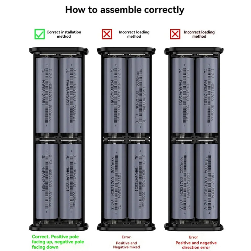 4*21700 Power Bank Cases Battery Storage Box Night Light Dual USB Charge DIY Shell for iPhone Xiaomi 21700 Battery Storage Box