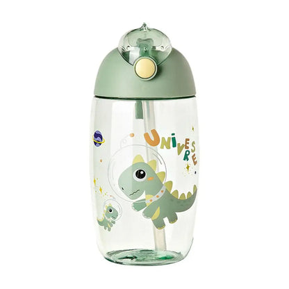 500ml Children's Dinosaur Water Bottle With Silicone Straw Leak Proof Plastic Water Bottle Summer Children's Water Cup