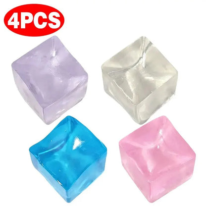 Summer Refreshing Water Cube Squeezable Stress Relief Toy Washable TPR Transparent Stress Relief Squeezable Soft Squishy Block