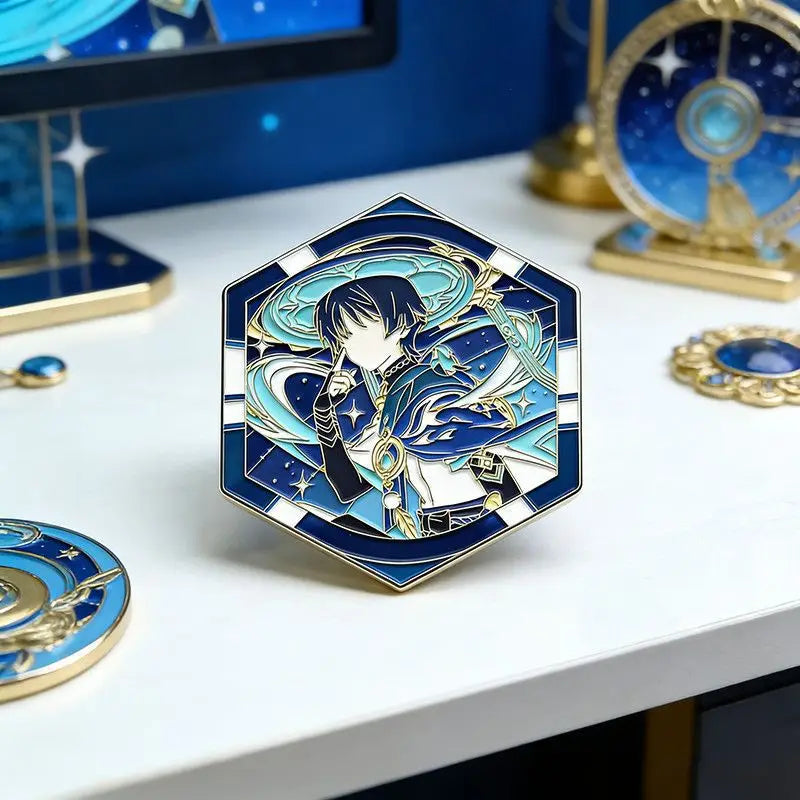 Genshin Impact Hard Enamel Pin Columbina Flins Odette Anastasya Badges Lapel Pin Cartoon Anime Brooches Backpack Decoration