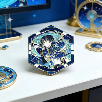 Genshin Impact Hard Enamel Pin Columbina Flins Odette Anastasya Badges Lapel Pin Cartoon Anime Brooches Backpack Decoration