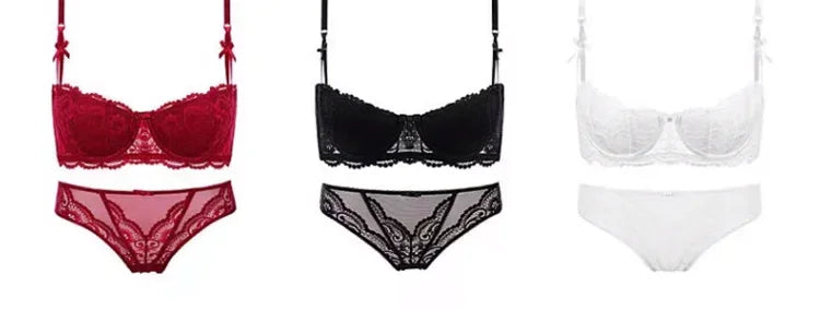 French Lace Half-Cup Bra Ultra-Thin Compact Small Bras  Kawaii Lingerie Sexy Push Up Japanese Style Minimalist Design for Women