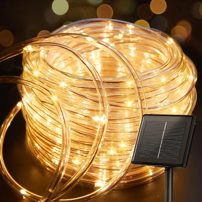 Solarne Lampy Linowe Solarne Lampy LED Ścieżka Taras Ogród Solarne Girlandy Świetlne Wodoodporne Zewnętrzne Paski Oświetleniowe 8 Trybów Oświetlenia
