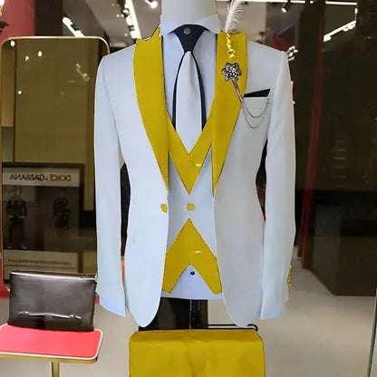Fashion Style Wedding/Business Men's 3 Pieces Suits Slim Fit Formal Groomsmen Tuxedos Men Suits Jacket+Vest+Trousers for Party