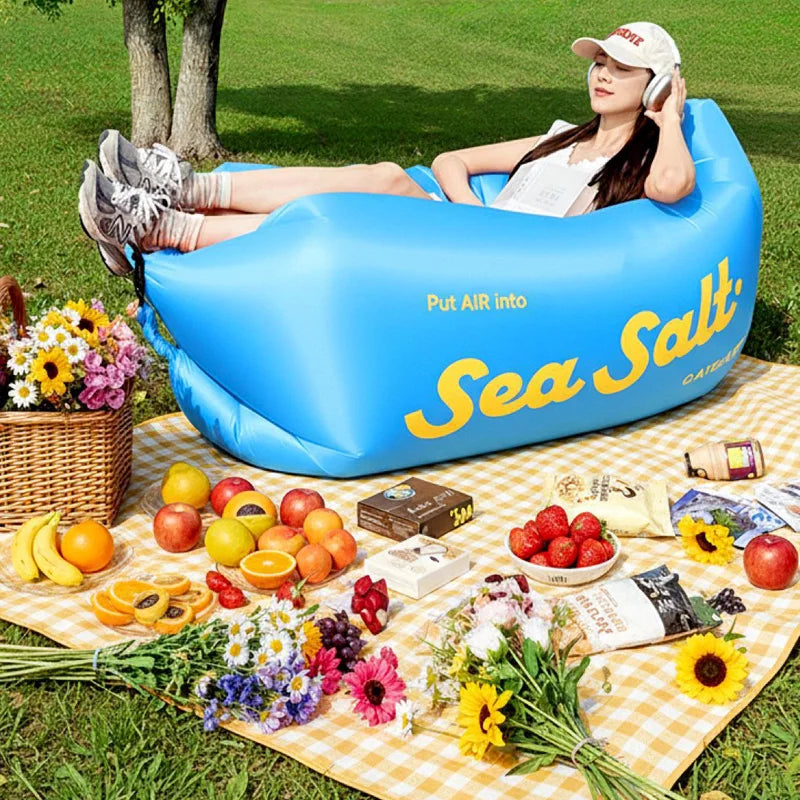 Portable Inflatable Sofa Air Lounger Lazy Couch for Outdoor Camping Hiking Beach Music Festival Travel Picnic Backyard Waterproo