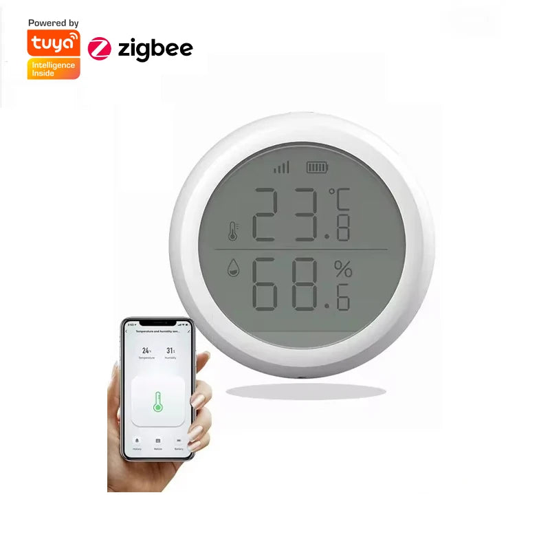 Temperature and Humidity Sensor With LCD for ZigBee Smart life APP Google Alexa Voice Control Support Multi-mode Gateway Option