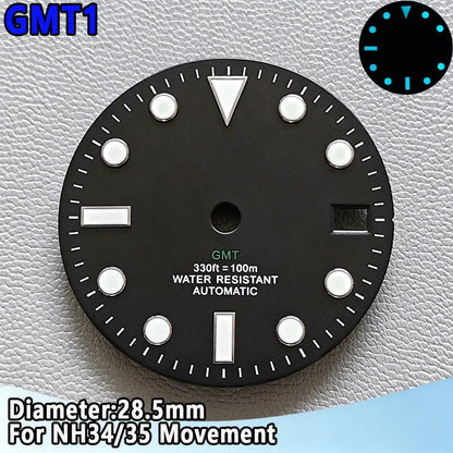28.5mm NH35 Watch Dial Luminous Dials Single Calendar Dial Suitable For NH35 Movement Can Support DIY Dial Customization Logo