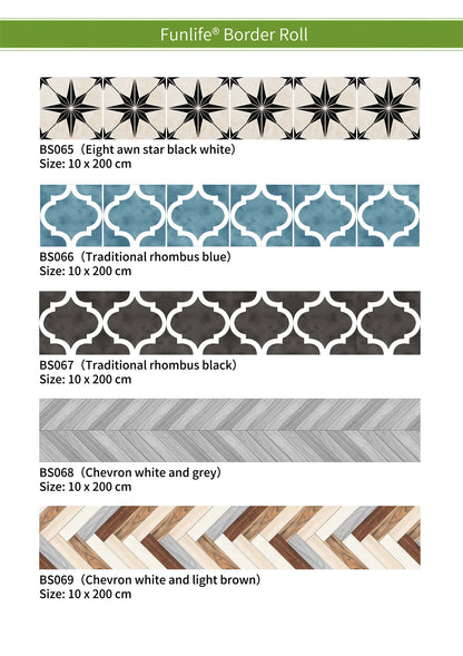 10x200cm Baseboard Sticker Moroccan Mosaic Tile Style Wall Border Sticker DIY Kitchen Bathroom Decoration Waistline Wall Sticker