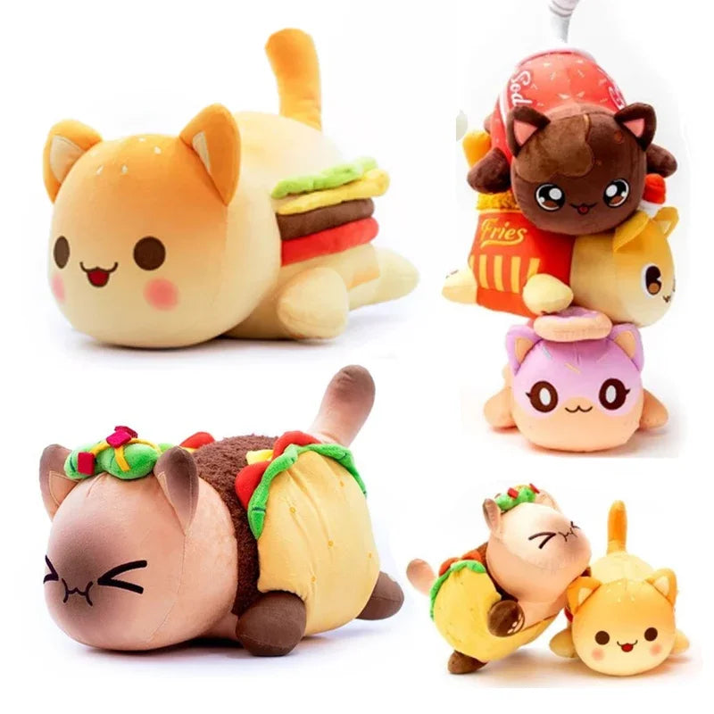 hot Aphmau Plush Meemeows Food Cat Plushies Toy Cute Cola Fries Donut Cat Plushes Stuffed Dolls Sleeping Pillow Christmas Gift
