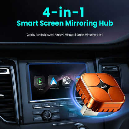 2026 4in1 New Upgrade Carplay Adapter Wireless Android Auto Mirror Link Smart MiNi AI Box USB Plug and Play Auto Connect WiFi