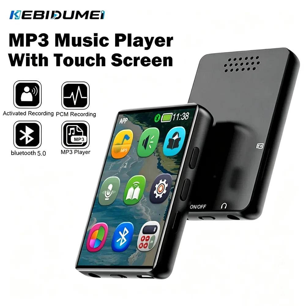 KEBIDUMEI MP3 Player with 2.0" Touch Screen Bluetooth Walkman for Student Music Player Built-in HD Speaker FM Radio Recording