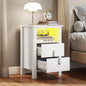 YITAHOME 2 - Piece LED White Bedside Table Set - 2 - Drawer Nightstands with LED Lighting for Bedroom and Living Room