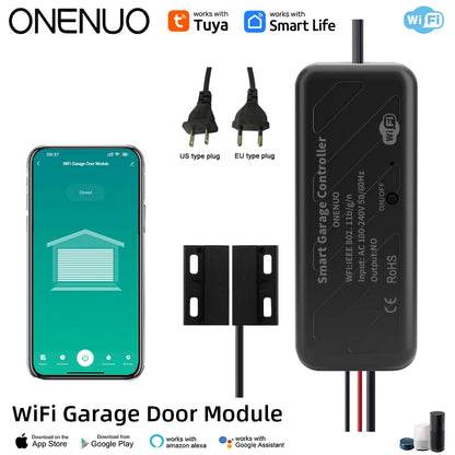 Tuya WiFi Switch Garage Door Controller Smart Door Opener Work with Alexa Google Home Smart Life Tuya APP Control No Hub Require