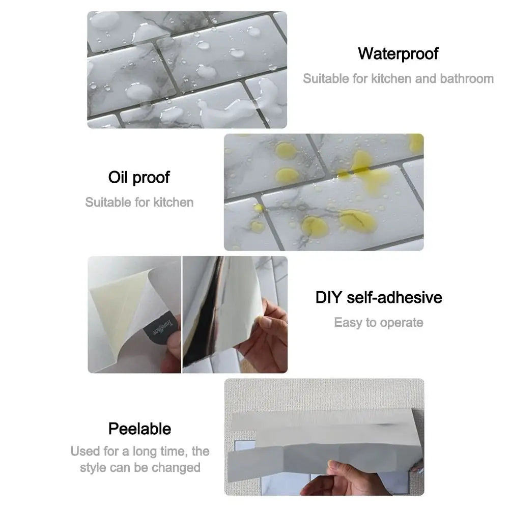 Waterproof Self Adhesive Tile Wall Stickers Oil-proof Anti Fouling Wall Decal Heat-resistant Moisture-proof Stove Sticker