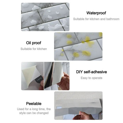 Waterproof Self Adhesive Tile Wall Stickers Oil-proof Anti Fouling Wall Decal Heat-resistant Moisture-proof Stove Sticker