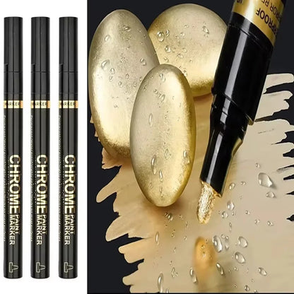5/1 szt. Marker chromowy Lustrzany wodoodporny do napraw malarskich na skałach, ceramice, szkle, metalu Złoty/Srebrny 2mm stalówka
